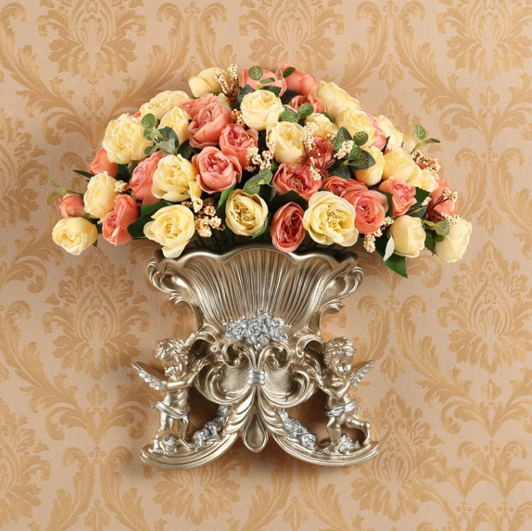 European Resin Angel Wall Vase and Planter Mural Ornament