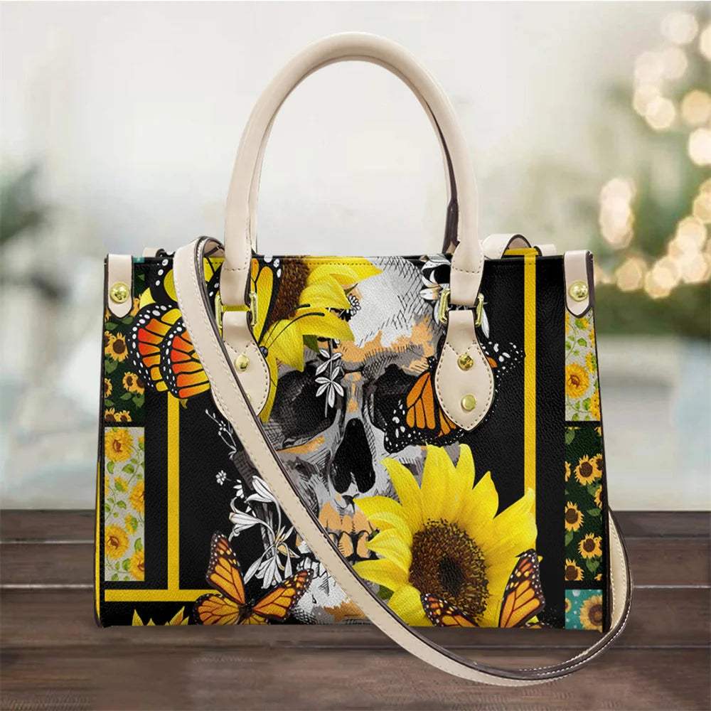 Women's Skull Pattern Faux Leather Shoulder Tote Bag