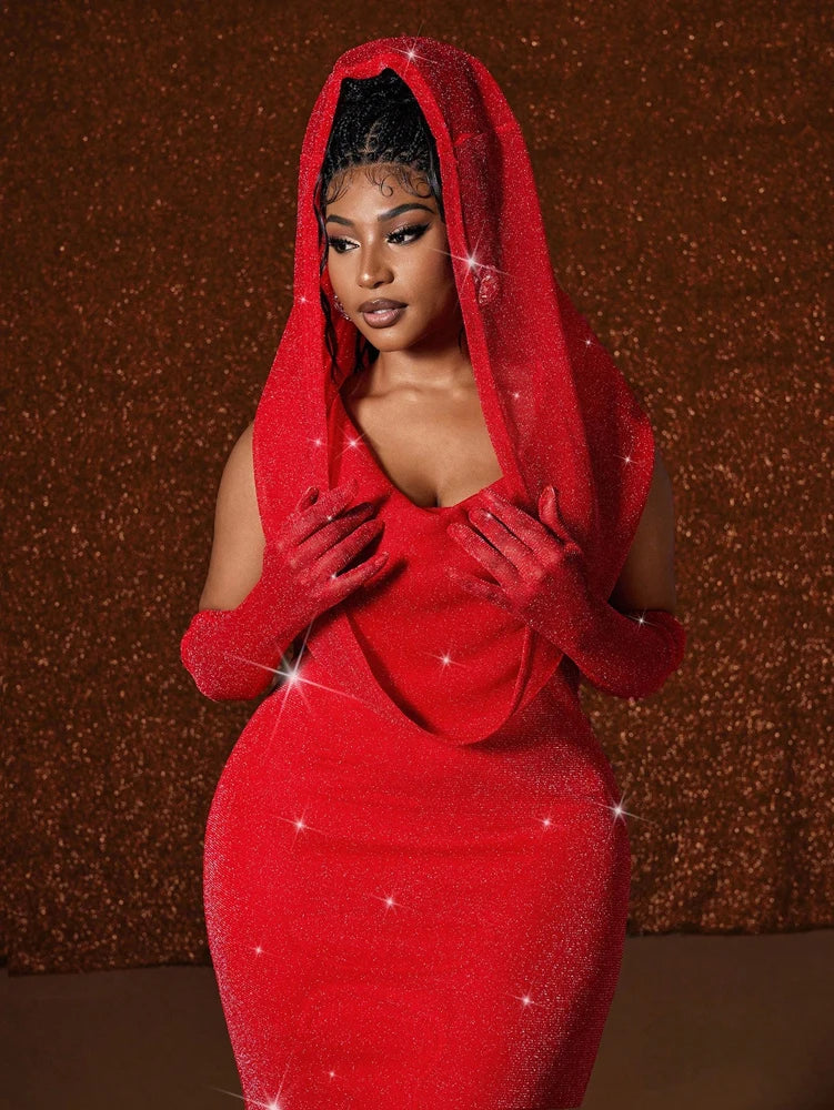 Women's Sexy Hooded Fishtail Floor Length Maxi Dress
