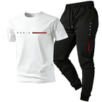 Men's Casual Round Neck T-Shirt and Sweatpants Set