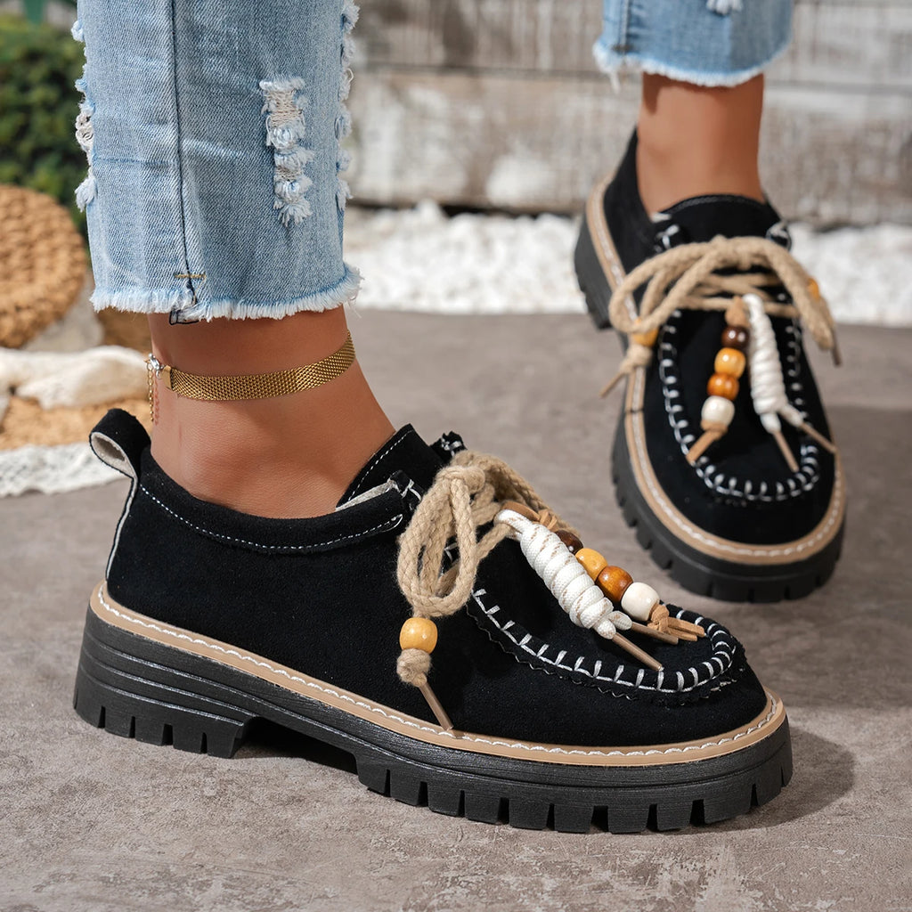 Women's Round Toe Casual Square Heel Pumps