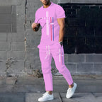 Men's Casual Summer T-Shirt and Pants Suit Set