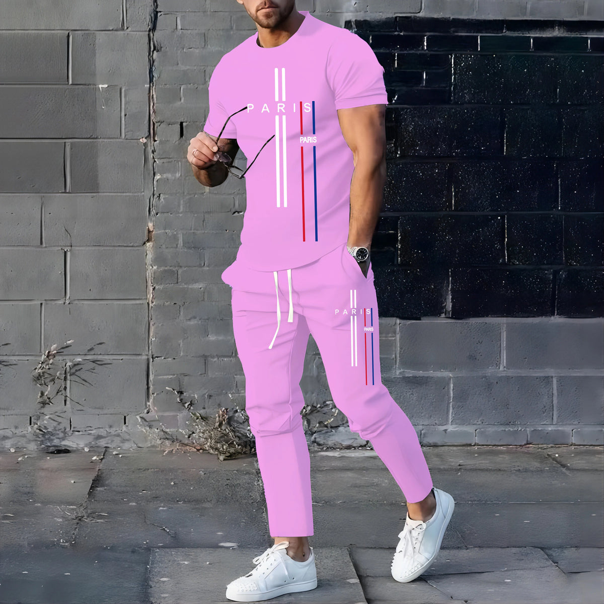 Men's Casual Summer T-Shirt and Pants Suit Set