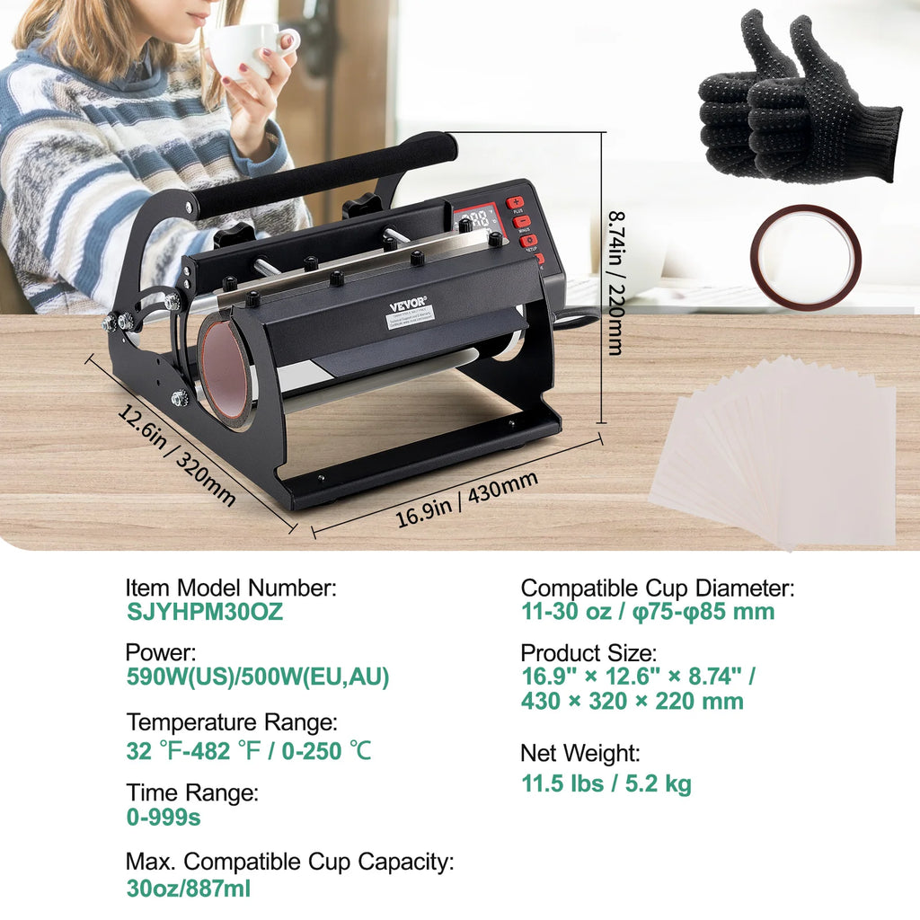 Tumbler Heat Press Machine and Dual Station Mug Sublimation Kit