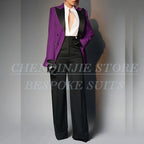 Women's Double Breasted Peak Lapel Slim Fit Pants Suit