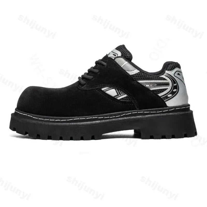 Men's Retro Lace Up Chunky Casual Short Boots