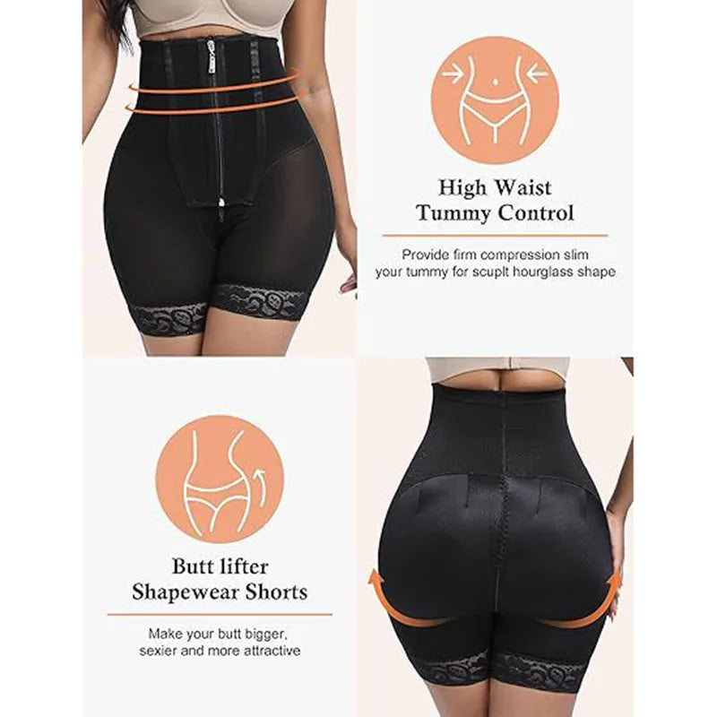 High Waist Butt Enhancer Control Panties with Hook Closure