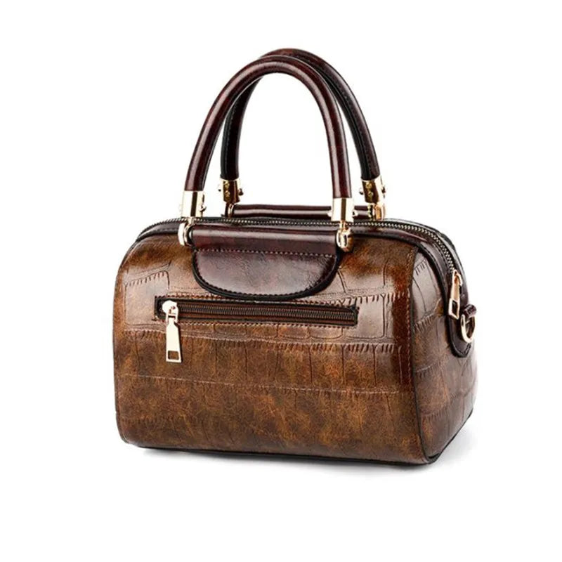 Women's Crocodile Pattern Crossbody Shoulder Boston Bag