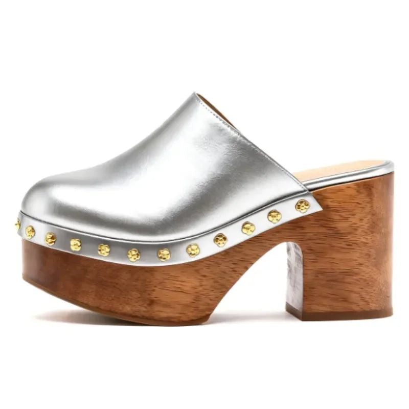 Women's Closed Toe Platform High Heel Slippers
