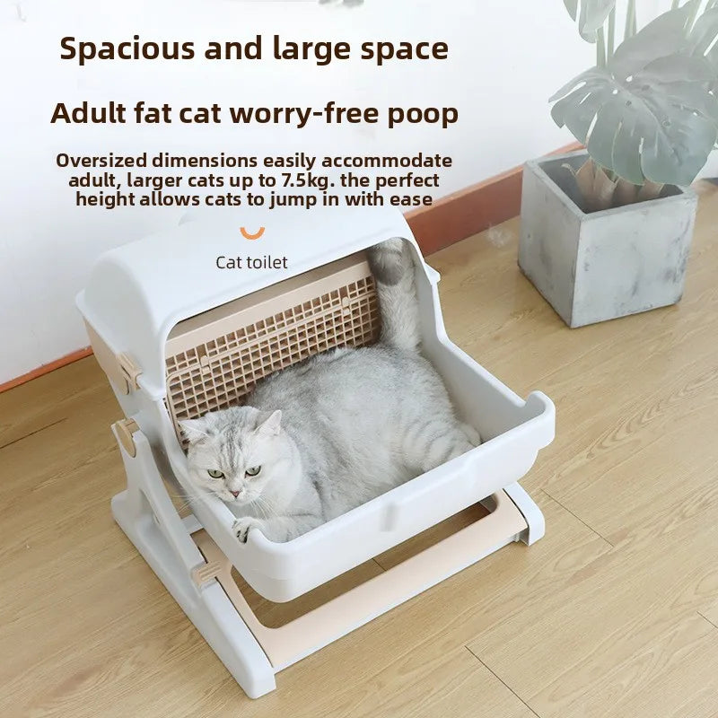 Semi-Automatic Self-Cleaning Cat Litter Box and Toilet Pan
