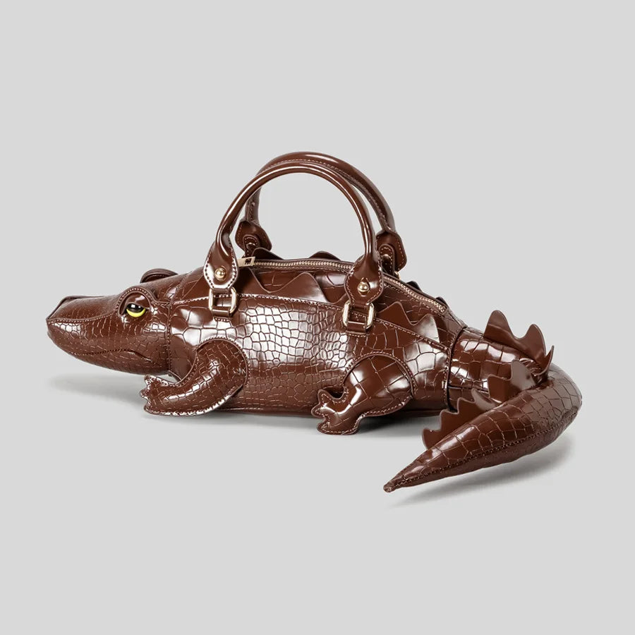 Women's Crocodile Shape Tote Shoulder Crossbody Handbag