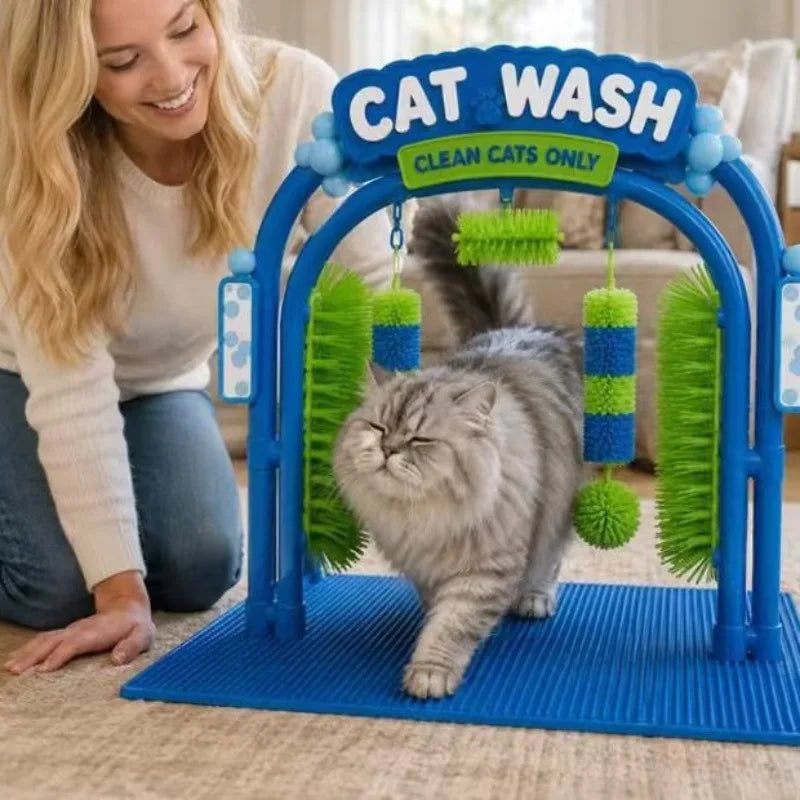 Cat Self Grooming Wash Station and Massage Brush Toy