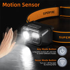 Rechargeable LED Sensor Headlamp with Red Light and USB-C Charging
