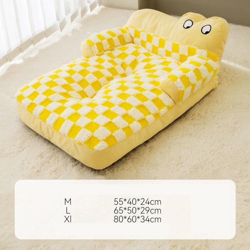 Warm Fleece Pet Sofa Bed and Winter Sleeping Kennel Mat Cushion