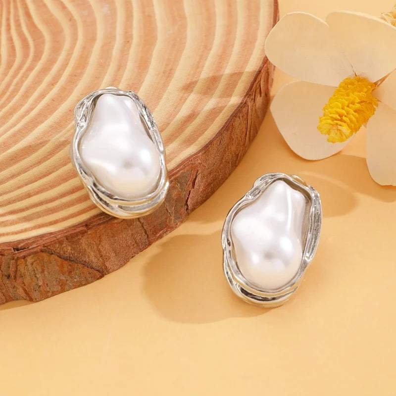 Women's Fashion Baroque Imitation Pearl Torque Necklace Jewelry Set