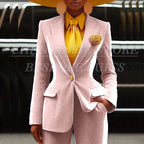 Women's Velvet Notch Lapel Slim Fit 2 Piece Pants Suit