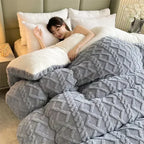 Thick Warm Faux Lambswool Blanket and Soft Plush Duvet Quilt