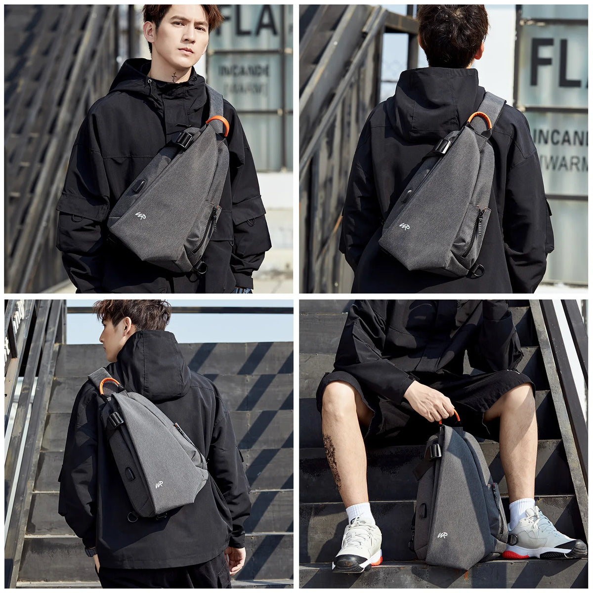 Unisex Anti-Theft Nylon Crossbody Chest Sling Backpack 3050