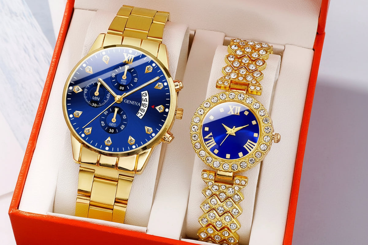 Couple's Alloy Quartz Watch Roman Numeral Round Case
