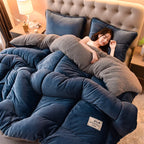 Thick Warm Velvet Quilt Blanket and Soft Lambswool Throw