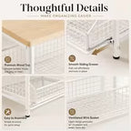 Metal Microwave Stand with Drawer and Multipurpose Countertop Storage Rack