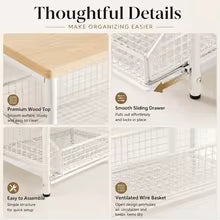 Metal Microwave Stand with Drawer and Multipurpose Countertop Storage Rack