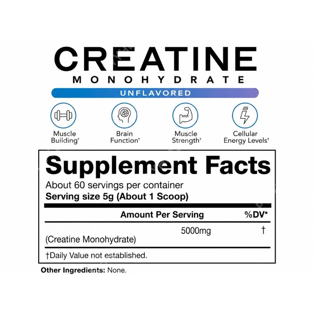 Creatine Monohydrate Powder 5000mg Fitness Support Supplement 10.6 oz