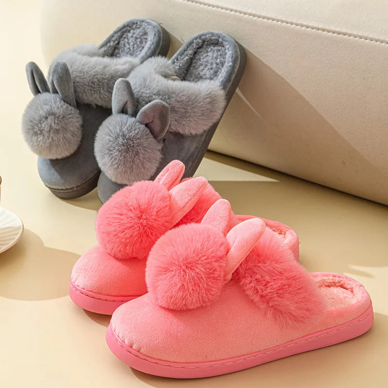 Women's Plush Winter House Slippers Fuzzy Fur Lined Slides