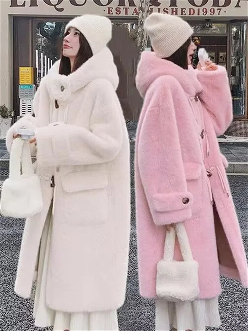 Women's Thick Warm Hooded Faux Fur Coat