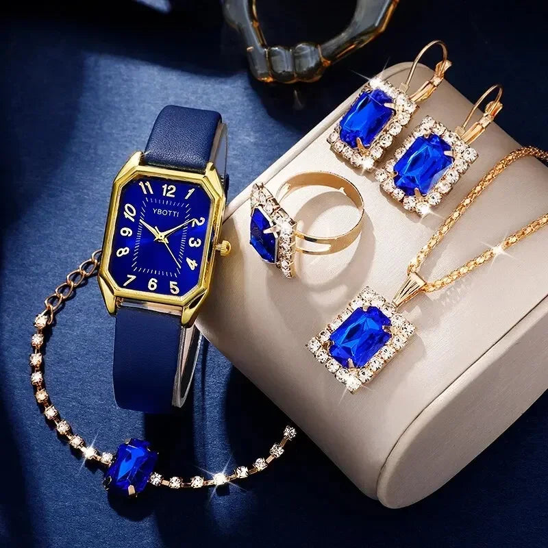 Square Quartz Women's Wristwatch with Classic Leather Band