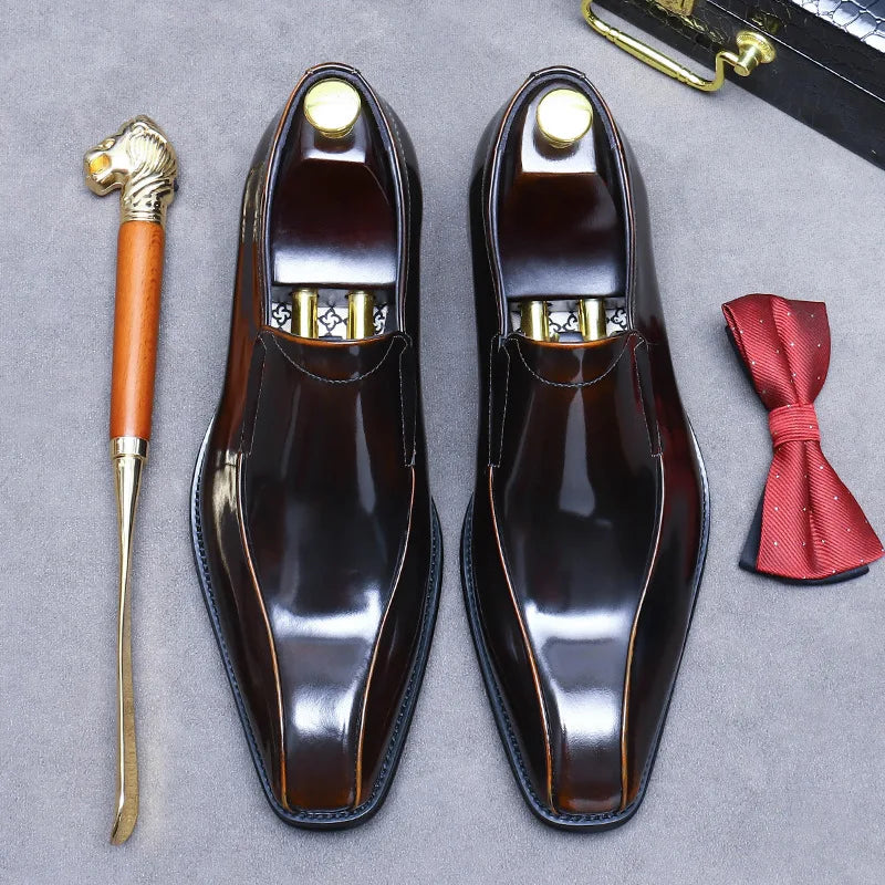Men's Pointed Toe Genuine Cowhide Leather Loafers