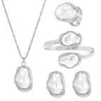Women's Fashion Baroque Imitation Pearl Torque Necklace Jewelry Set