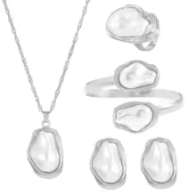Women's Fashion Baroque Imitation Pearl Torque Necklace Jewelry Set