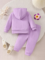 Baby Girls' Leopard Heart Print Hoodie Sweatpants Two-Piece Set