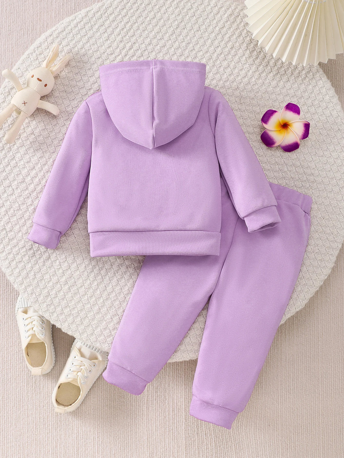 Baby Girls' Leopard Heart Print Hoodie Sweatpants Two-Piece Set