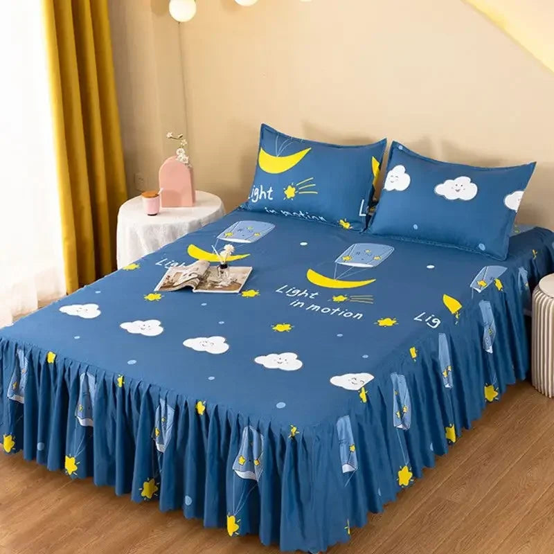 Lace Skirt Bed Sheet and Fitted Bedspread Set