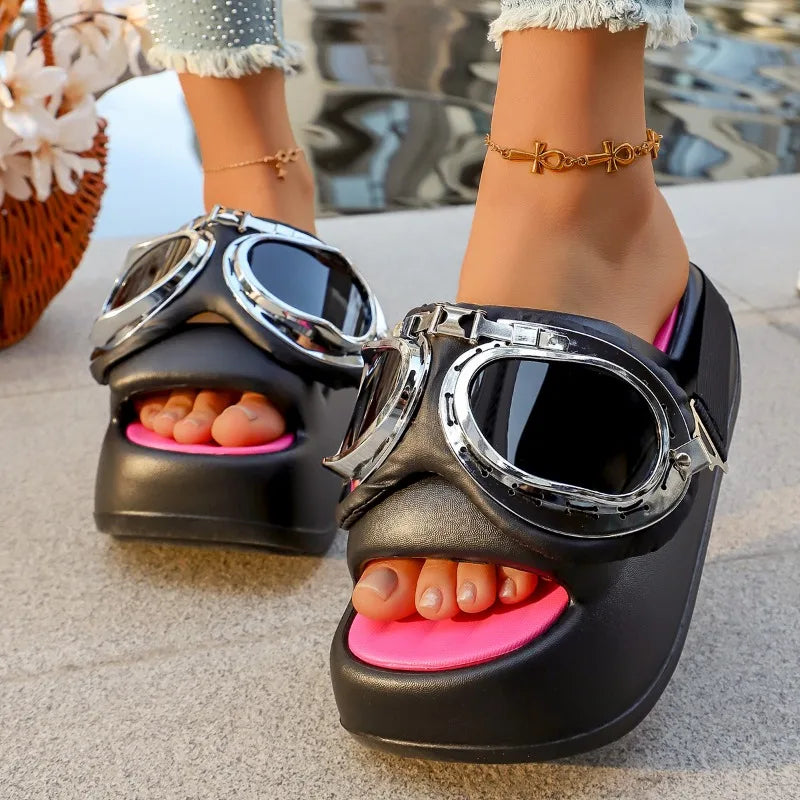 Women's Platform Open Toe Sandals Non-slip Summer Casual Slides