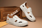 Men's Hand-Sewn Leather Sandals for Daily Outdoor Comfort Rubber Sole