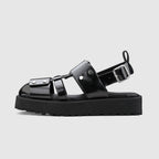 Men's Metal Rivet Buckle Leather Sandals Punk Platform Summer Shoes