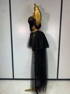 Women's Strapless Mesh Top and Skirt Two Piece Set
