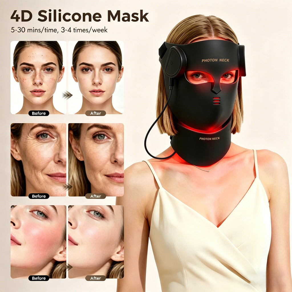 LED Photon Face and Neck Therapy Mask with Infrared
