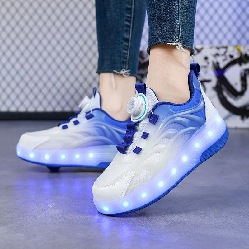 Kids' Two-Wheel USB Charging LED Light Roller Skate Sneakers