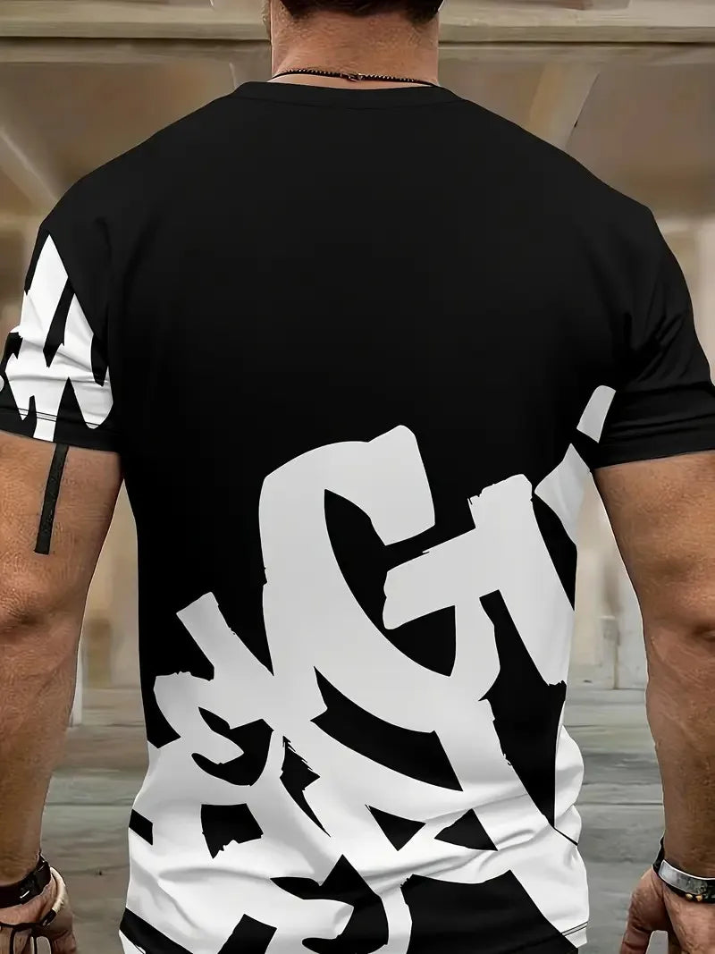 Men's Casual Summer T-Shirt and Shorts Suit Set with 3D Letter Print