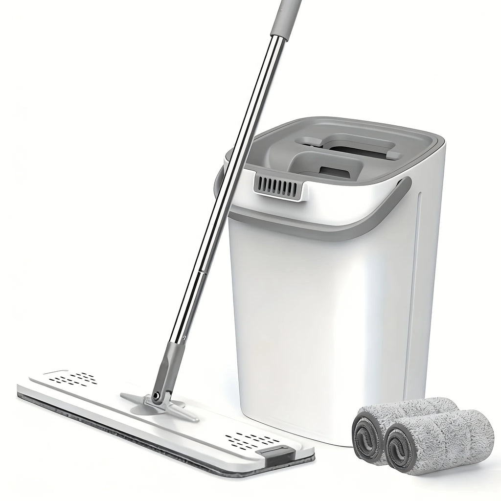 Flat Floor Mop and Reusable Pads Set for Wet and Dry Cleaning