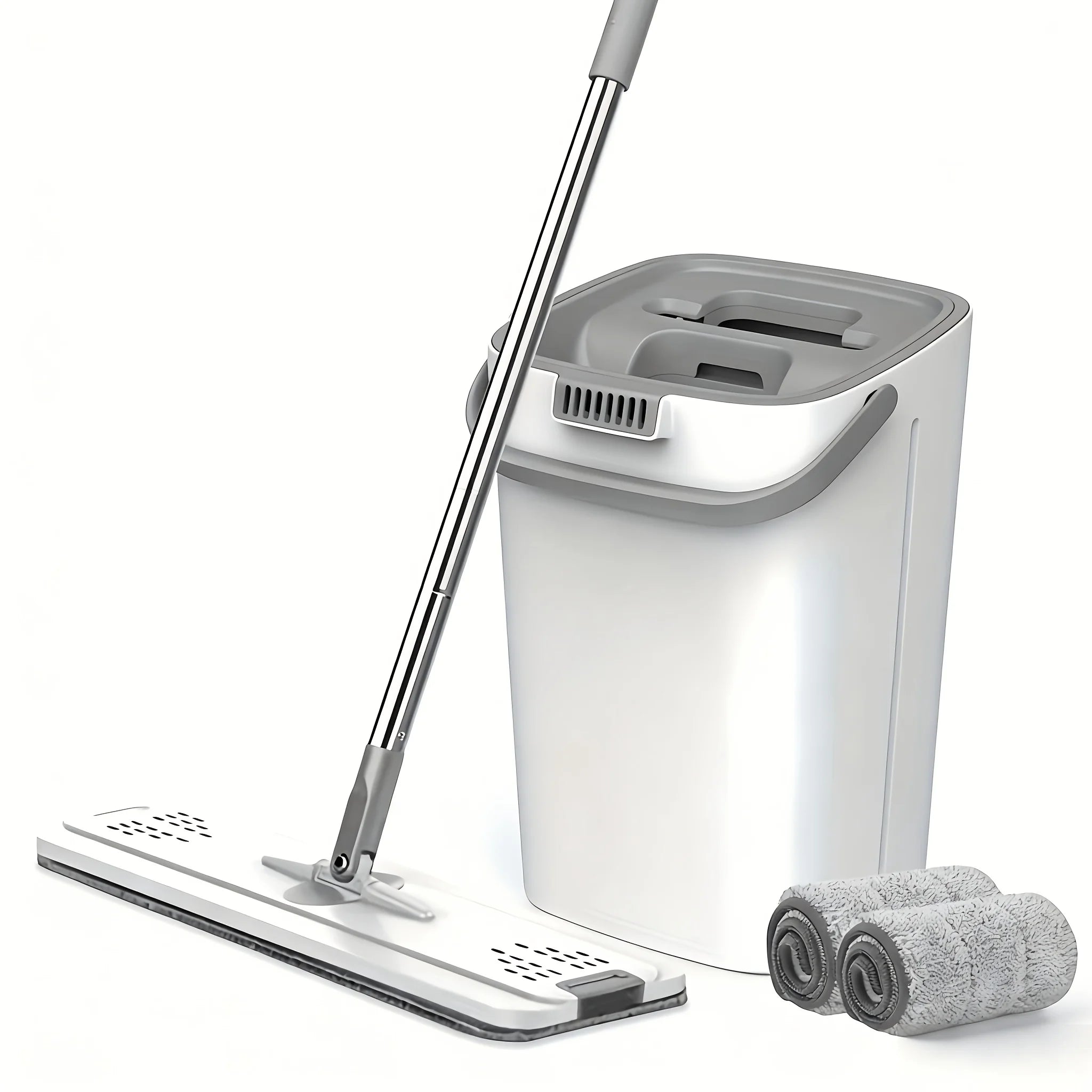 Flat Floor Mop and Reusable Pads Set for Wet and Dry Cleaning