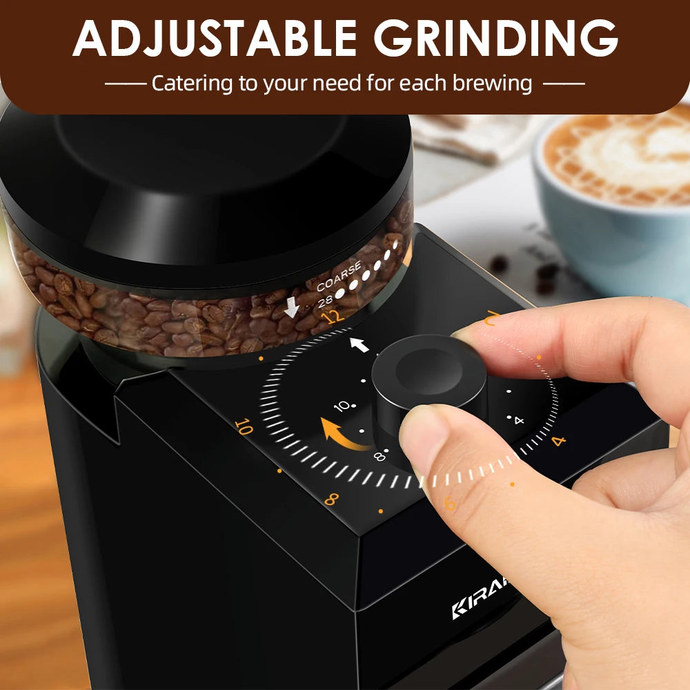 Automatic Flat Burr Mill Coffee Grinder with 28 Grind Settings CBG-8001