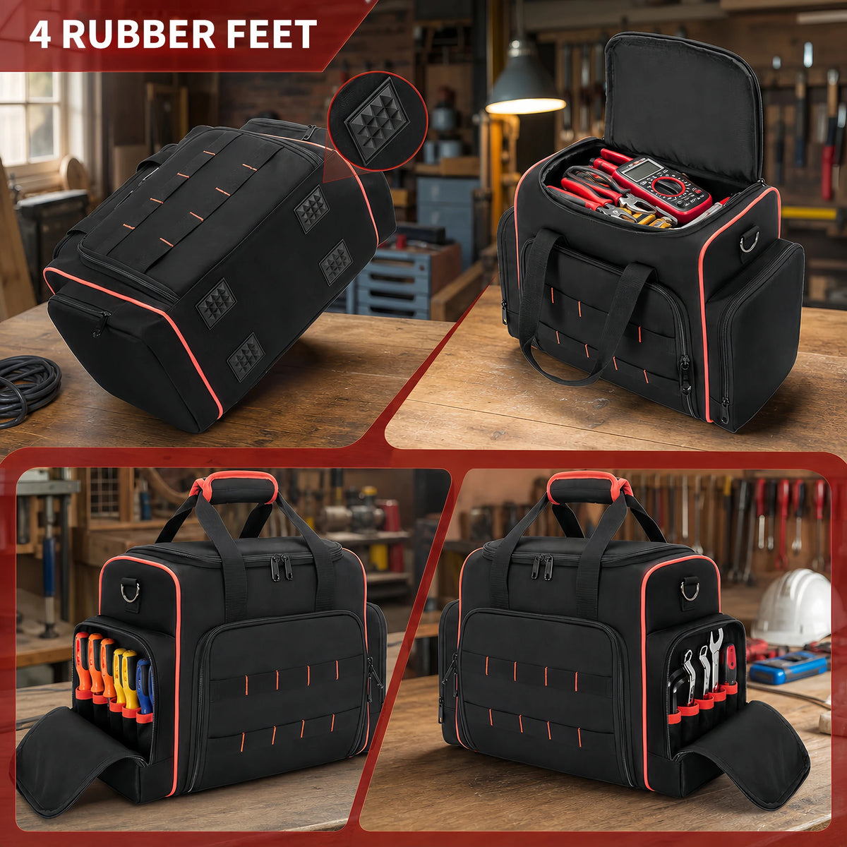 16 Inch Rolling Tool Bag with Wheels and Waterproof Storage Tote