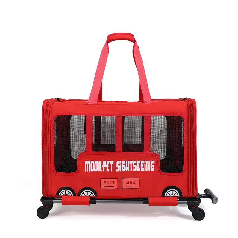 Portable Breathable Universal Wheel Pet Trolley Bag