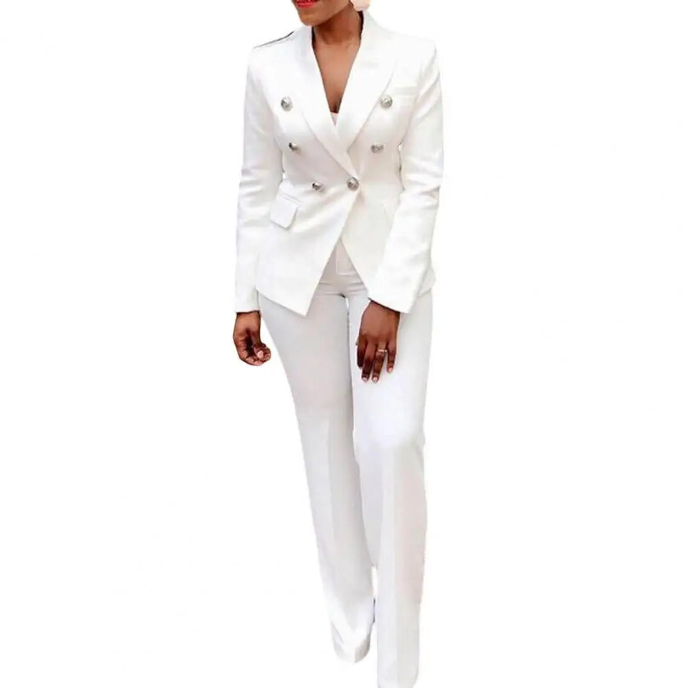 Women's Double Breasted Blazer Pants Suit