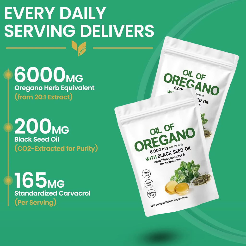 Oil of Oregano Black Seed Oil Immune Support Softgels